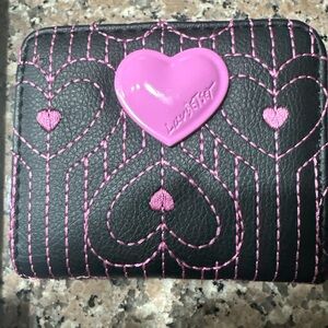 Betsey Johnson Black and Pink Heart wallet